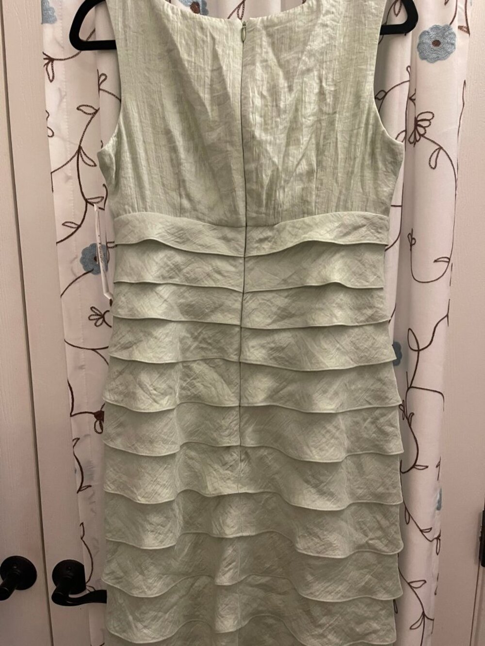 NWT Maggy L SZ 10 Sage Green Tiered Ruffle Cocktail Dress - Picture 7 of 10